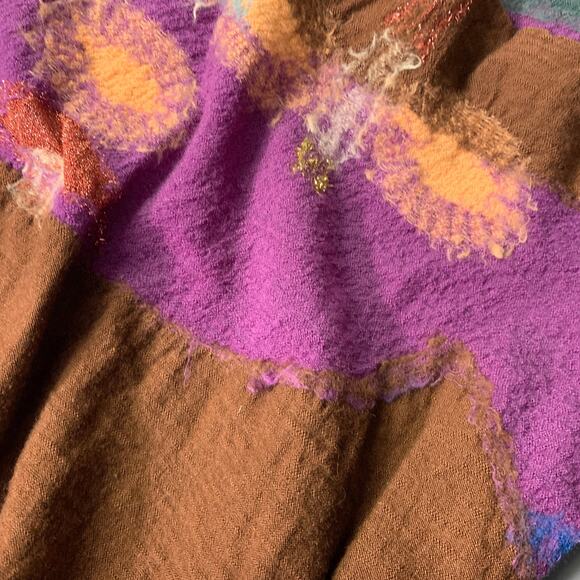 KAPITAL Brown Multi Color Sugar Skull Wool Scarf - Picture 8 of 9